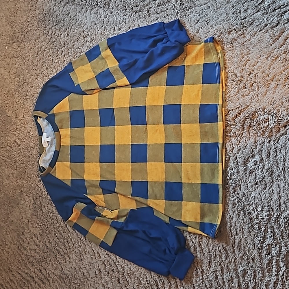 Womens L/Xl Navy checkered sweater